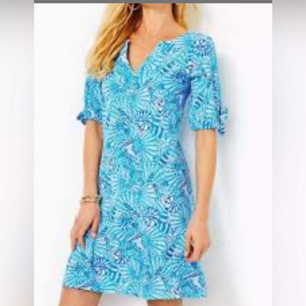 LILLY PULITZER EASLEY DRESS, Amalfi Blue print, size xl - Picture 2 of 6